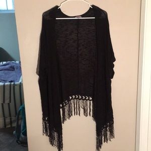 Black Kimono with Fringe